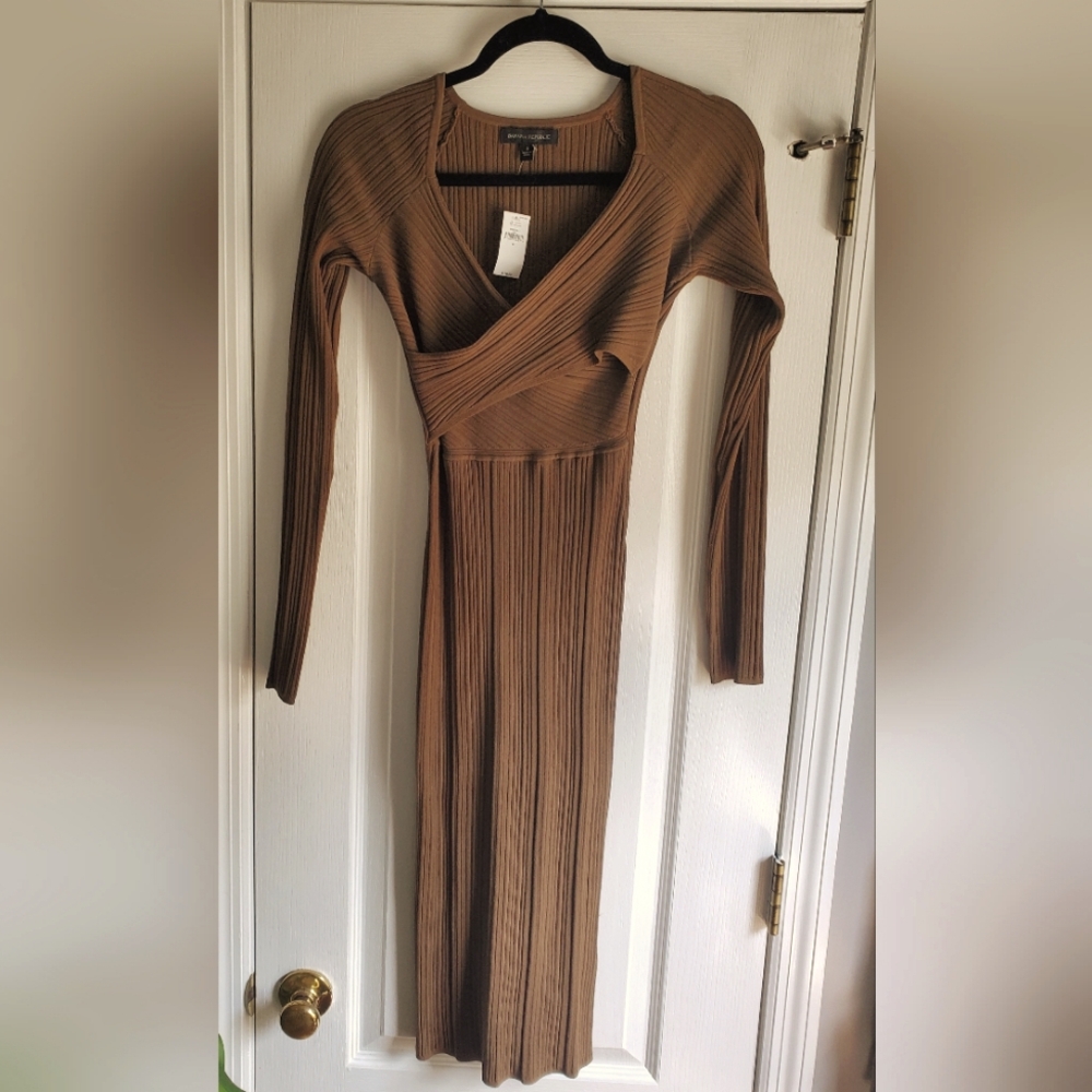NWT Banana Republc Toasted Coconut Color Gira Crossfront Sweater Dress Size S